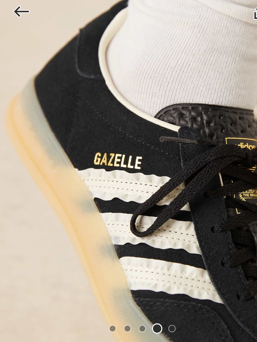 adidas NAVY Gazelle Sneakers with White Ruffle Stripes - Picture 3 of 6